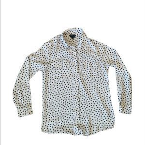 Who What Wear Small Polka Dot Button Down Tapered Blouse